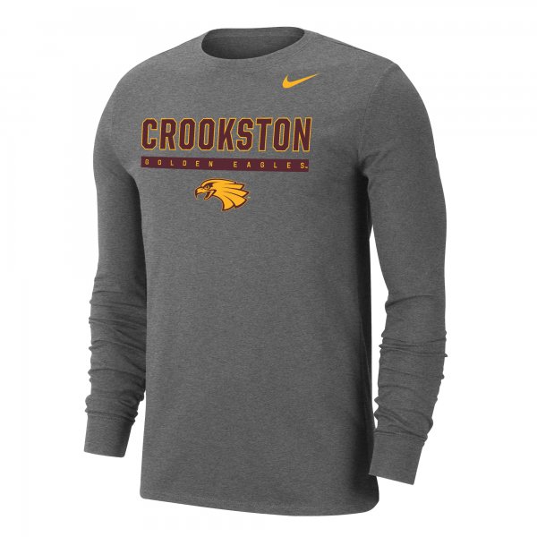 Nike Crookston Golden Eagles Long Sleeve Gray T Shirt | University of ...