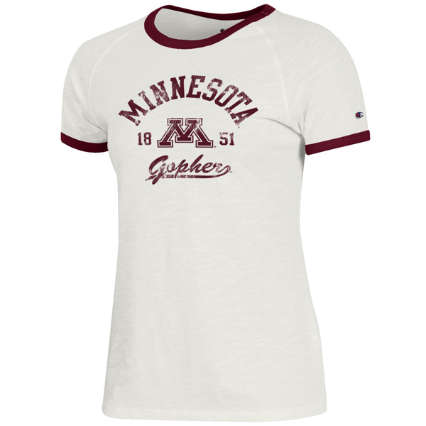 Champion Women’s Minnesota Gophers 1851 Heritage Ringer T Shirt ...