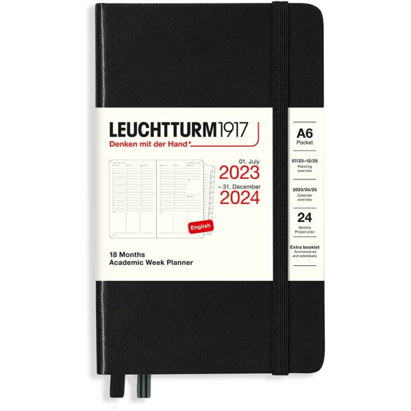 Leuchtturm Black 18Month Pocket 20232024 Academic Week Planner
