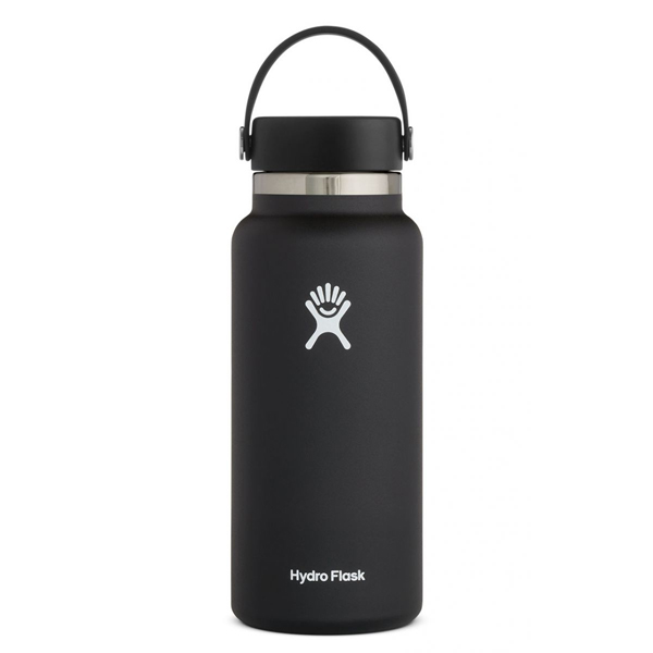 Healthy Human Stainless Steel Water Bottle (Pure Black, 32 oz/ 946 ml)